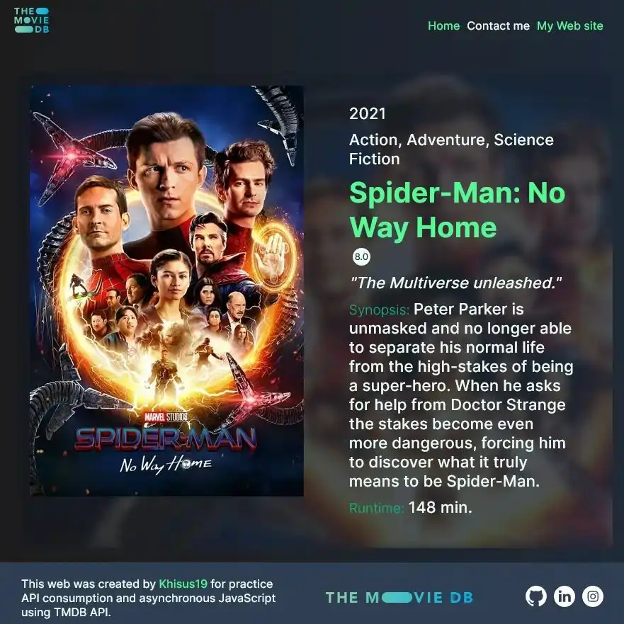 Screenshot of the movie search project