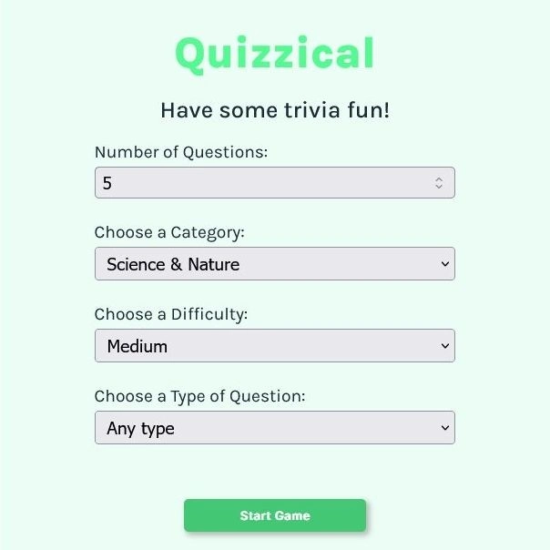 Screenshot of the quizz react project