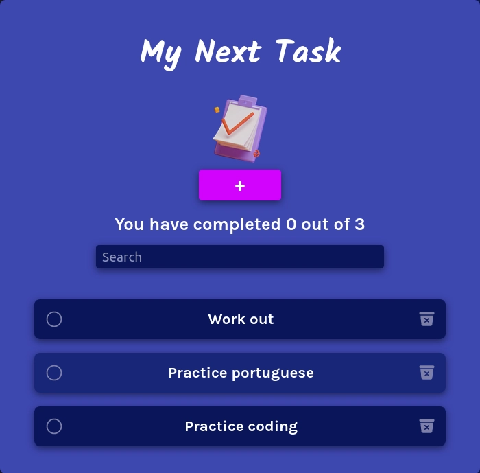 Screenshot of the task list project